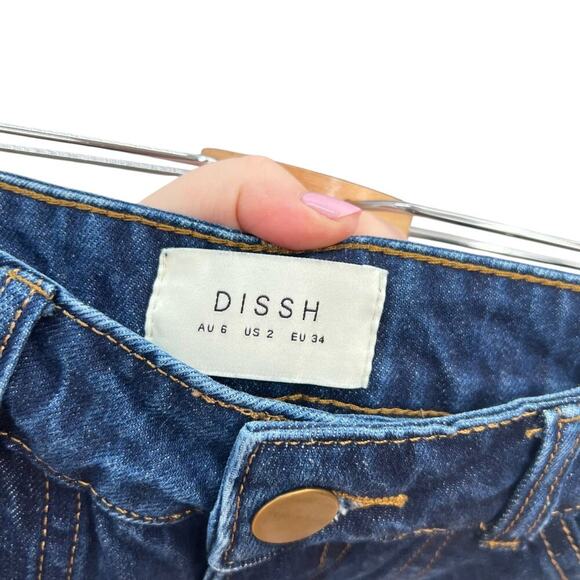 Dissh Bronx Indigo Mid Rise Cargo Jeans in Indigo Blue Size US 2 - Picture 13 of 16